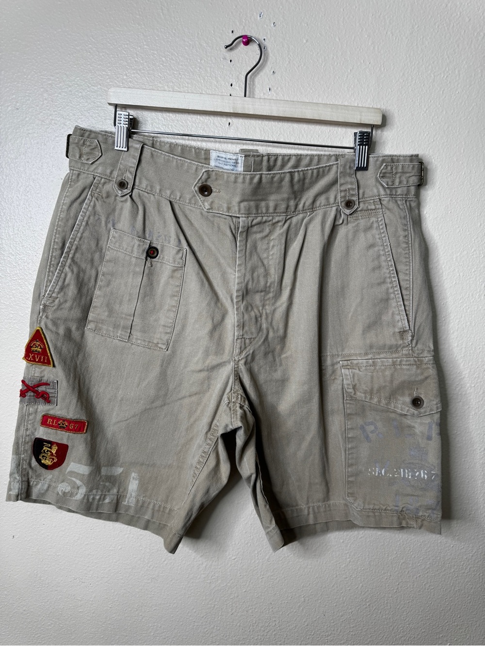 Polo Ralph Lauren Men’s 36 British Military Ghurka Cargo Shorts Patches 1947 Rar